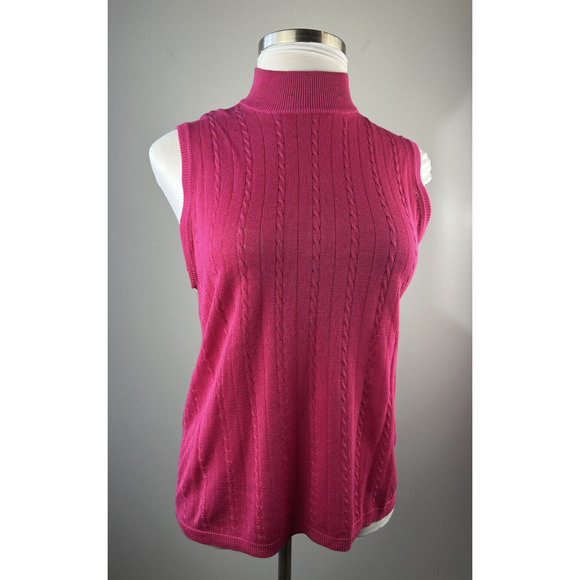 Diane Gilman Silk Cable Knit Sleeveless Top & Button Cardigan Set Plus Size 2X - Picture 4 of 16